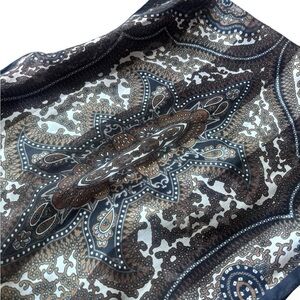 Vintage Paisley Sheer Scarf Brown Neutral Boho Hair Neck Wrap